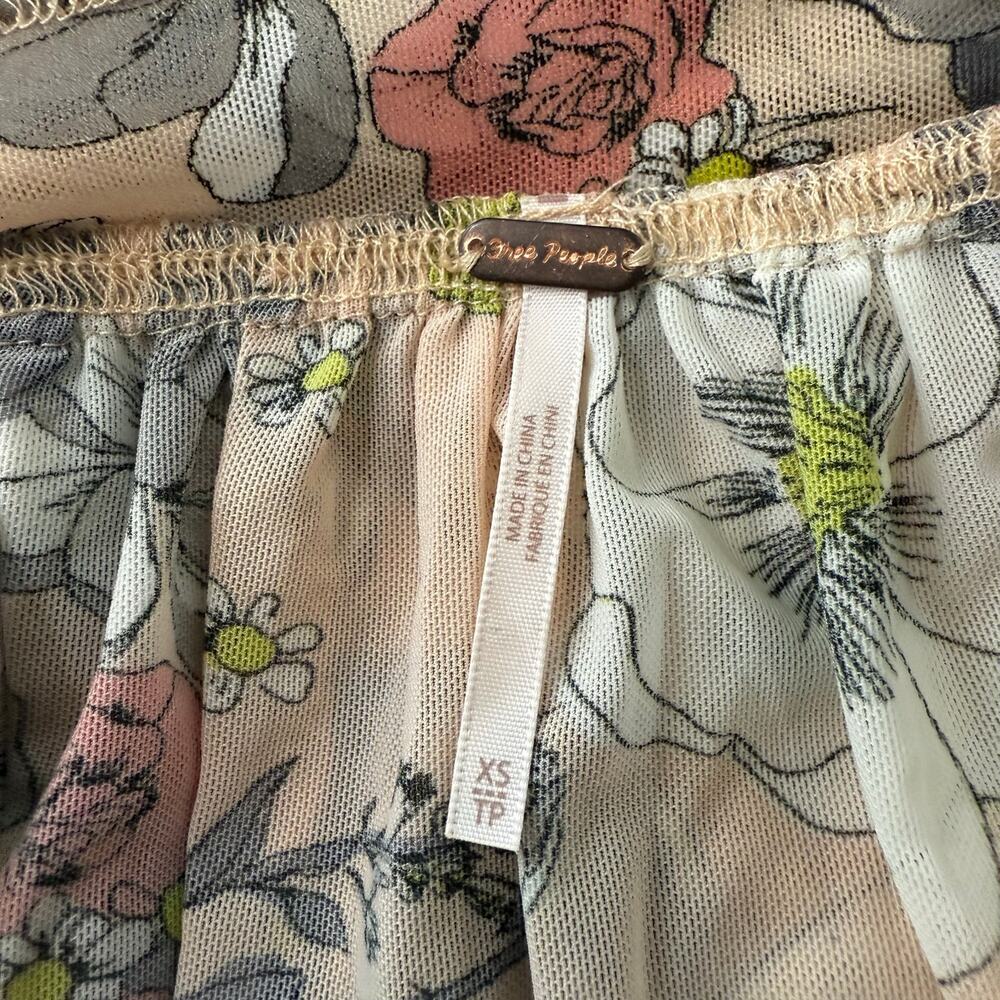 Free People floral top pleated babydoll lightweight XS - Picture 8 of 8